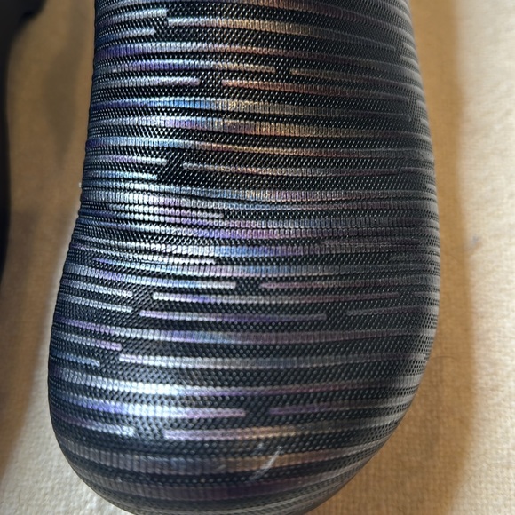 Dansko Metallic Striped Purple Black Silver Professional Clogs Size 42 - Picture 3 of 7